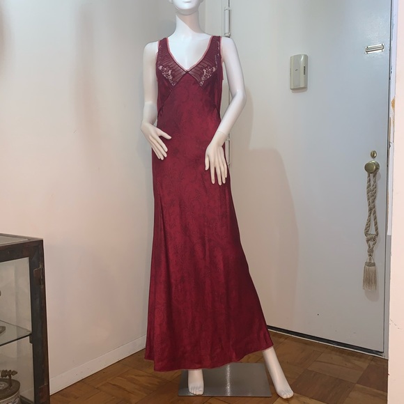 burgundy silk gown